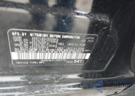 2020 Mitsubishi Outlander Le 2.4/Se 2.4/Sel 2.4/Sp 2.4 z USA, uszkodzony, nr VIN JA4AD3A31LZ043730